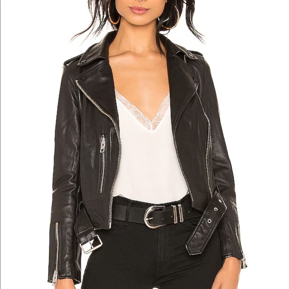 All saints black leather jacket ‘Balfern’